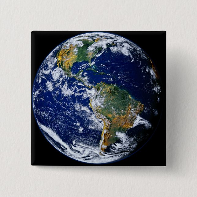 Full Earth Showing The Americas Button (Front)
