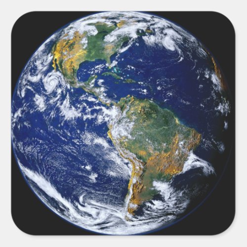 Full Earth Showing The Americas Square Sticker