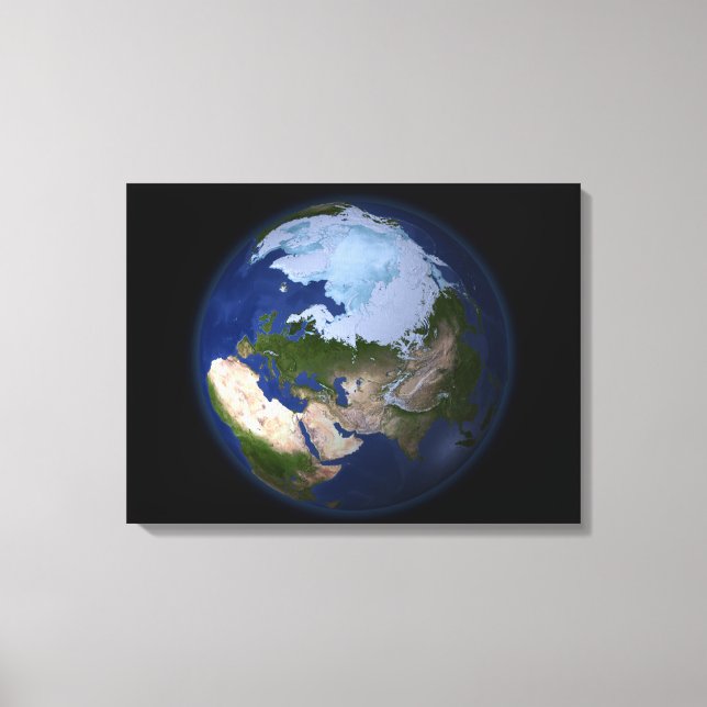 Full Earth showing the Arctic region Canvas Print (Front)