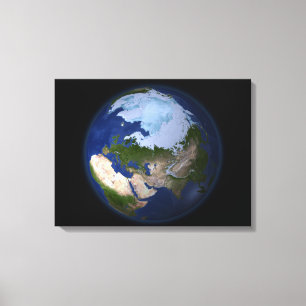 Full Earth showing the Arctic region Canvas Print