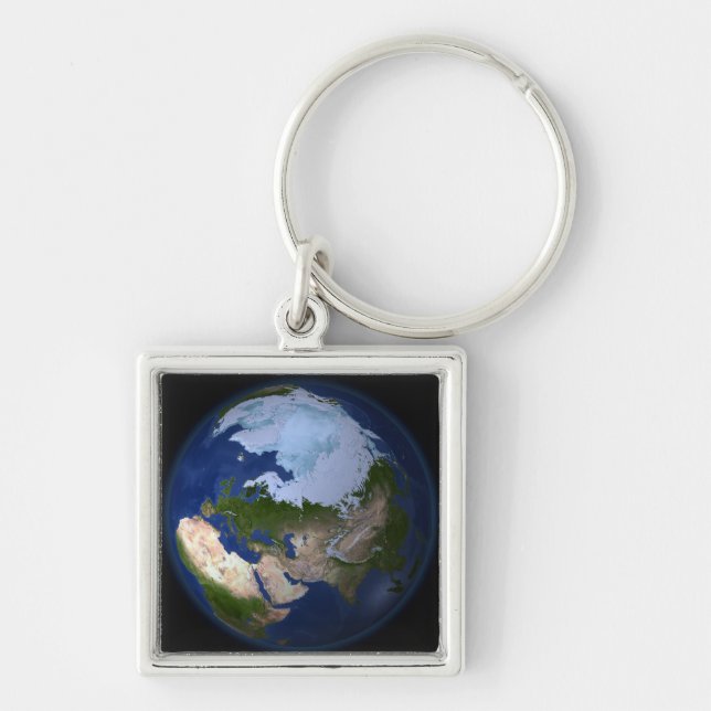 Full Earth showing the Arctic region Keychain (Front)