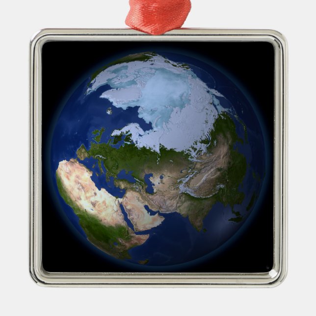 Full Earth showing the Arctic region Metal Ornament (Front)