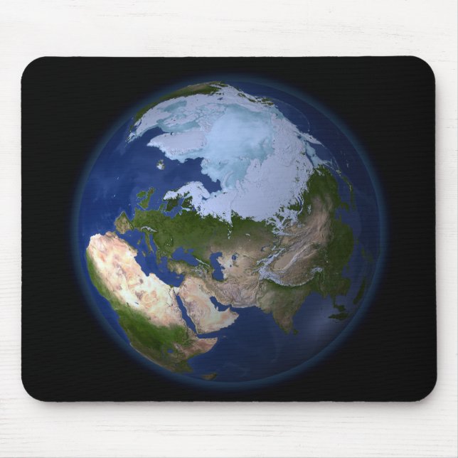 Full Earth showing the Arctic region Mouse Pad (Front)
