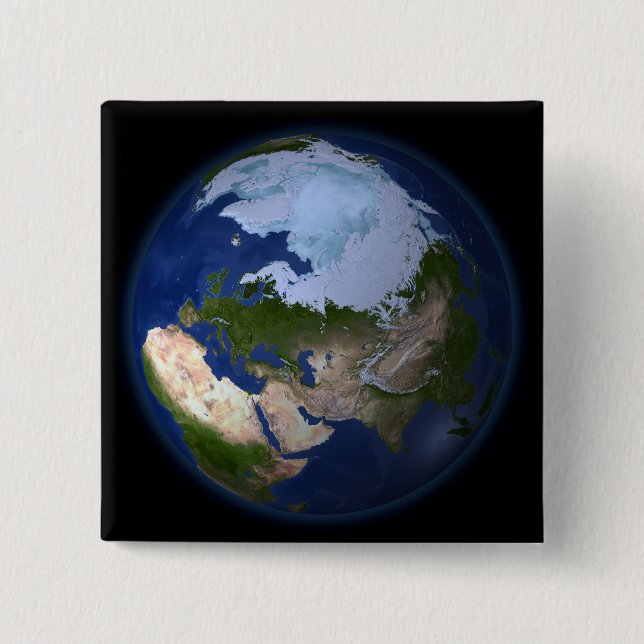 Full Earth showing the Arctic region Pinback Button (Front)