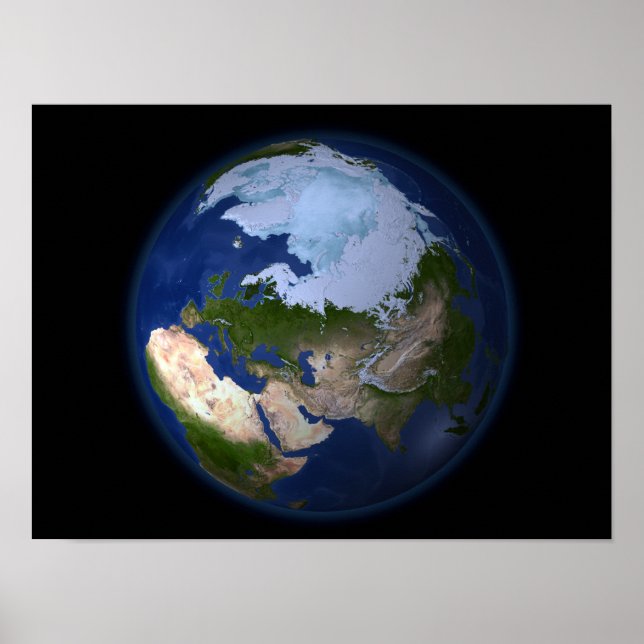 Full Earth showing the Arctic region Poster (Front)