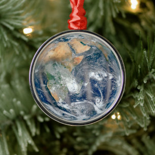 Full Earth Showing The Eastern Hemisphere. Metal Ornament