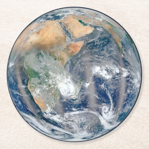 Full Earth Showing The Eastern Hemisphere Round Paper Coaster