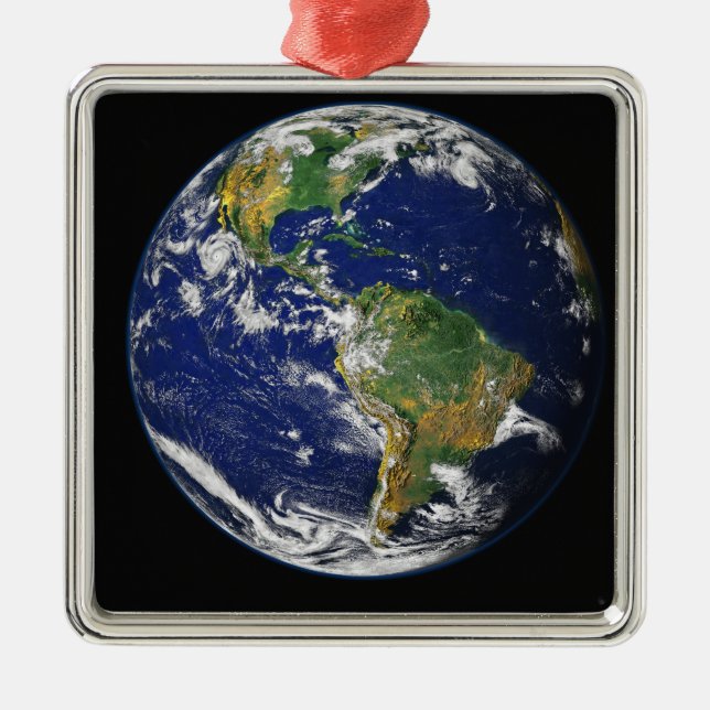 Full Earth showing the western hemisphere Metal Ornament (Front)