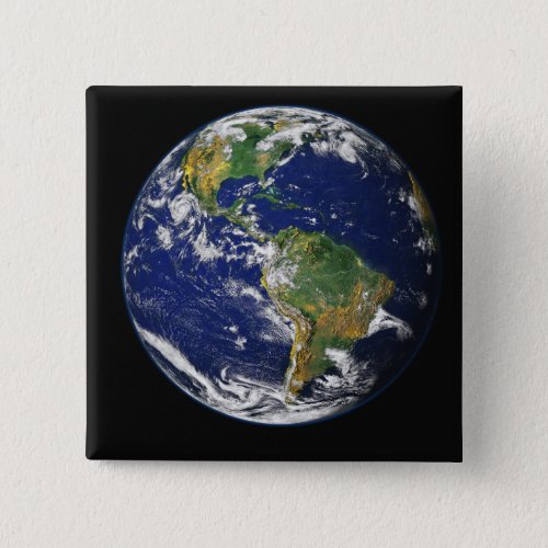 Full Earth showing the western hemisphere Pinback Button