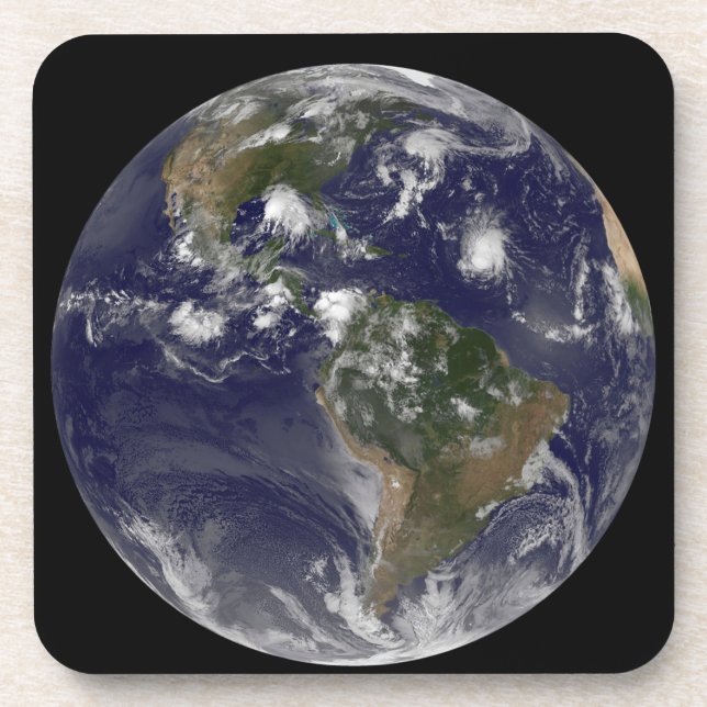 Full Earth Showing Tropical Storms In The Atlantic Beverage Coaster (Front)