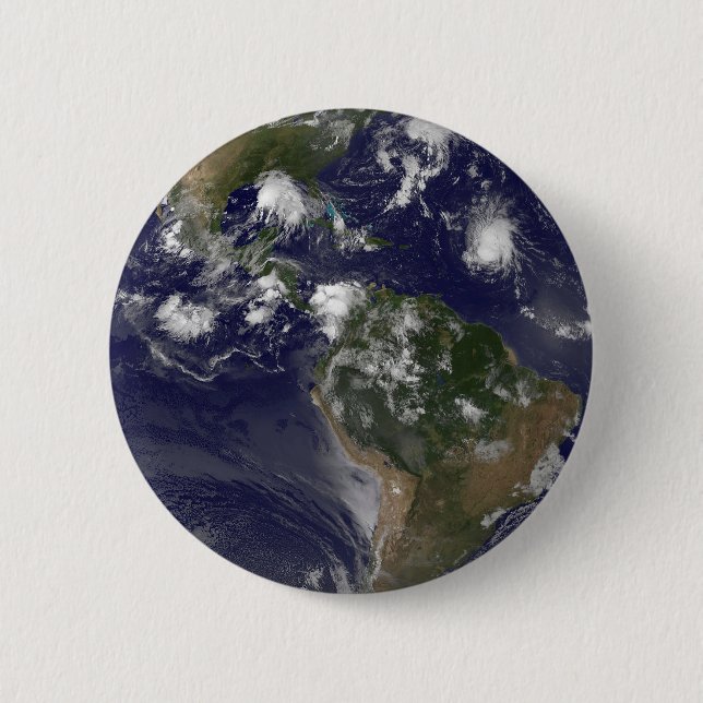 Full Earth Showing Tropical Storms In The Atlantic Button (Front)