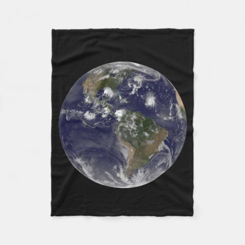 Full Earth Showing Tropical Storms In The Atlantic Fleece Blanket