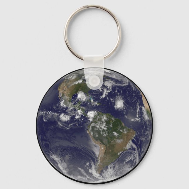 Full Earth Showing Tropical Storms In The Atlantic Keychain (Front)