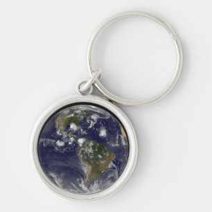 Full Earth Showing Tropical Storms In The Atlantic Keychain