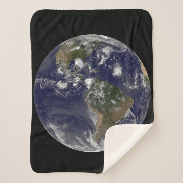 Full Earth Showing Tropical Storms In The Atlantic Sherpa Blanket (Front)