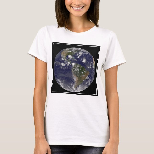 Full Earth Showing Tropical Storms In The Atlantic T-Shirt (Front)