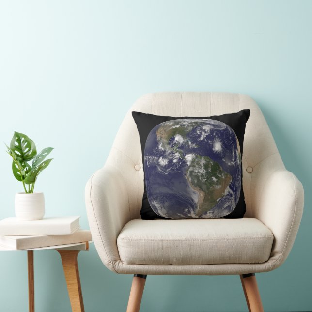 Full Earth Showing Tropical Storms In The Atlantic Throw Pillow (Chair)