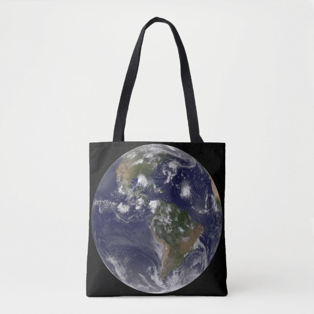Full Earth Showing Tropical Storms In The Atlantic Tote Bag (Front)