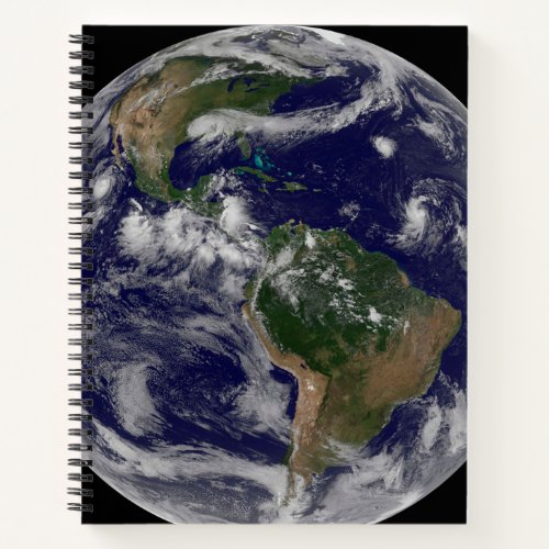 Full Earth Showing Various Tropical Storm Systems Notebook
