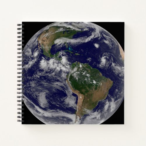 Full Earth Showing Various Tropical Storm Systems Notebook