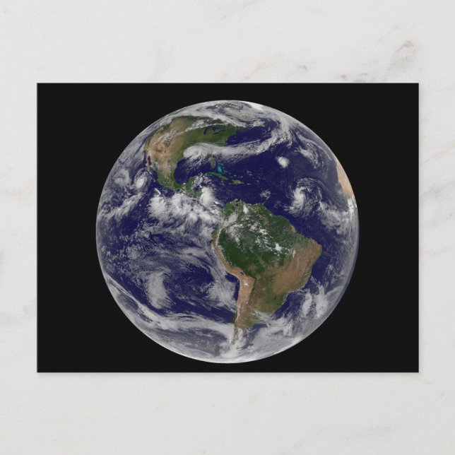 Full Earth Showing Various Tropical Storm Systems. Postcard (Front)