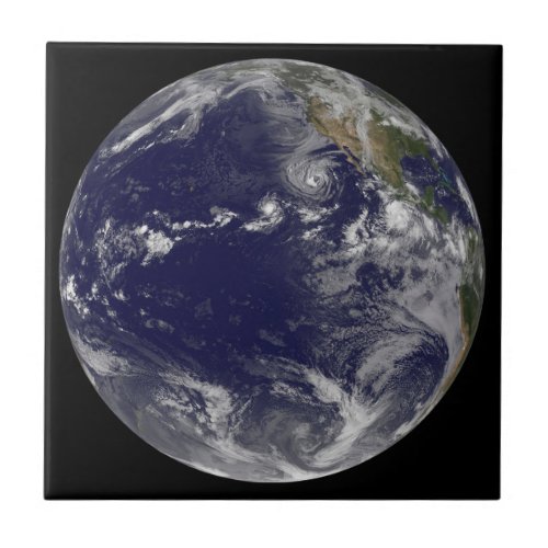 Full Earth Showing Various Tropical Storms Ceramic Tile
