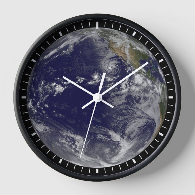 Full Earth Showing Various Tropical Storms. Clock (Front)