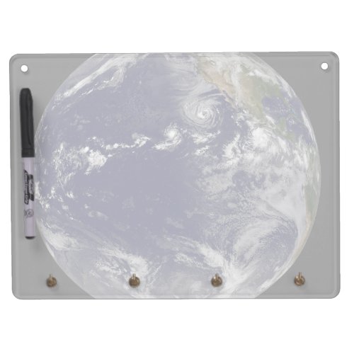 Full Earth Showing Various Tropical Storms Dry Erase Board With Keychain Holder