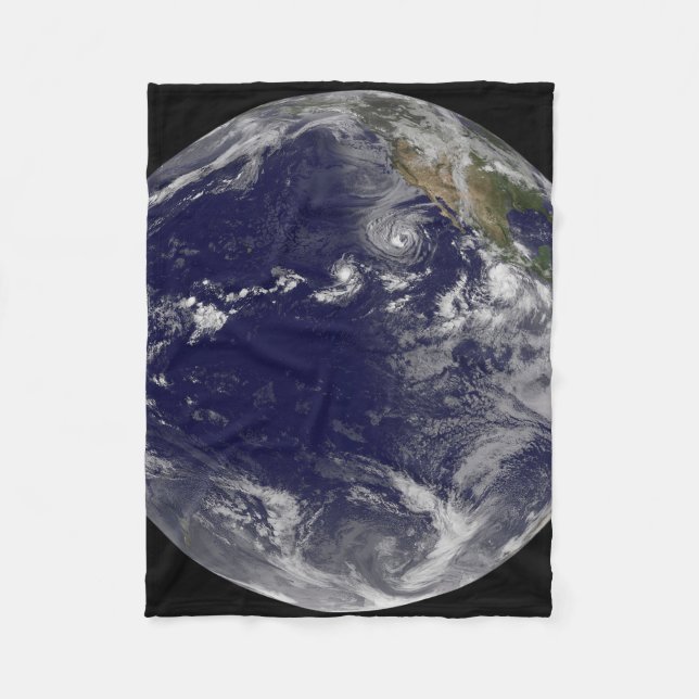 Full Earth Showing Various Tropical Storms. Fleece Blanket (Front)