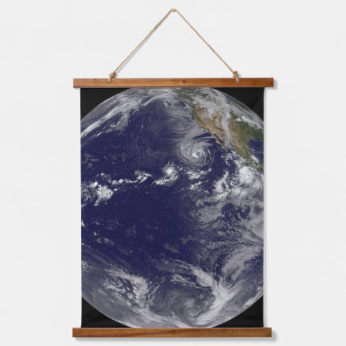 Full Earth Showing Various Tropical Storms Hanging Tapestry