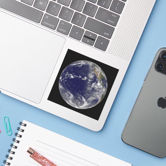 Full Earth Showing Various Tropical Storms. Sticker (Laptop w/ iPhone)