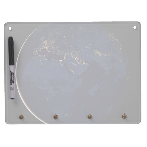 Full Earth With City Lights Dry Erase Board With Keychain Holder