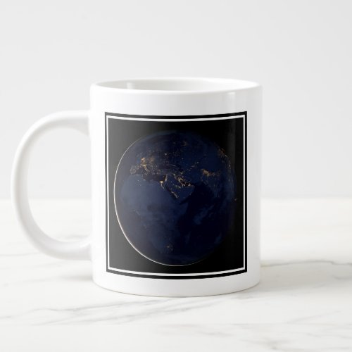 Full Earth With City Lights Giant Coffee Mug