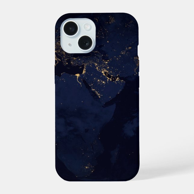 Full Earth With City Lights iPhone 15 Case (Back)