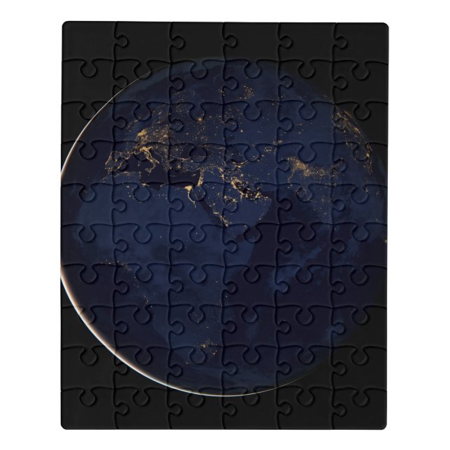 Full Earth With City Lights Jigsaw Puzzle (Puzzle Vertical)
