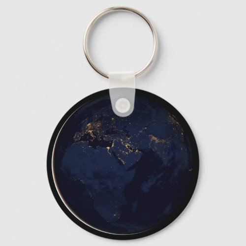 Full Earth With City Lights Keychain
