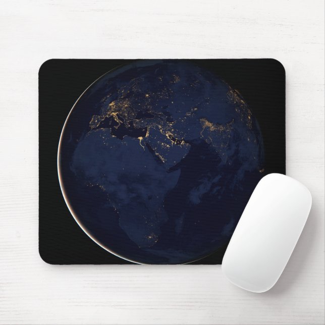 Full Earth With City Lights Mouse Pad (With Mouse)