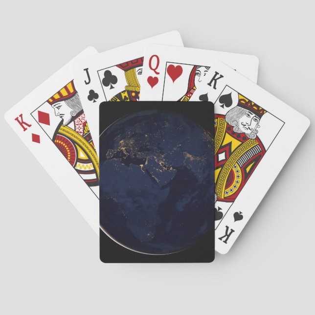 Full Earth With City Lights Poker Cards (Back)