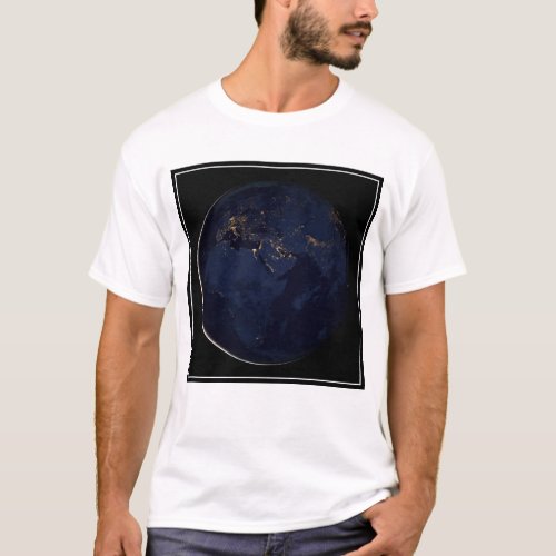 Full Earth With City Lights T_Shirt
