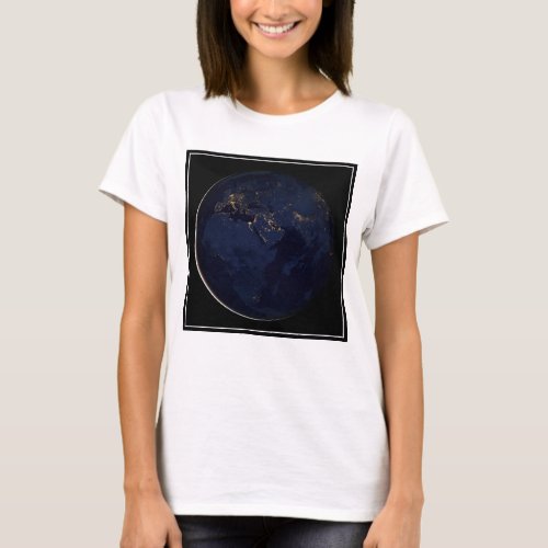 Full Earth With City Lights T_Shirt