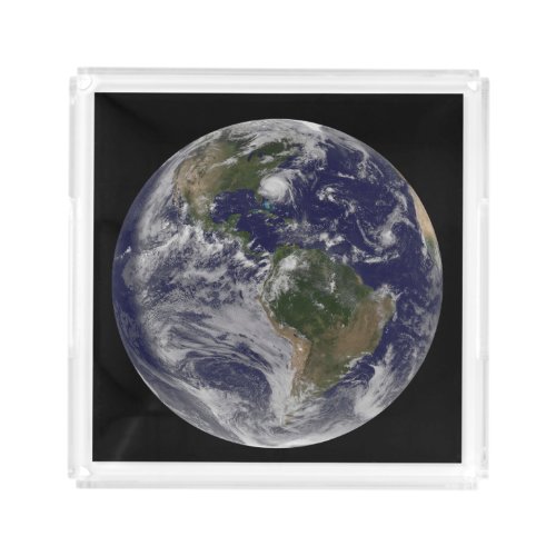 Full Earth With Hurricane Irene On East Coast Acrylic Tray