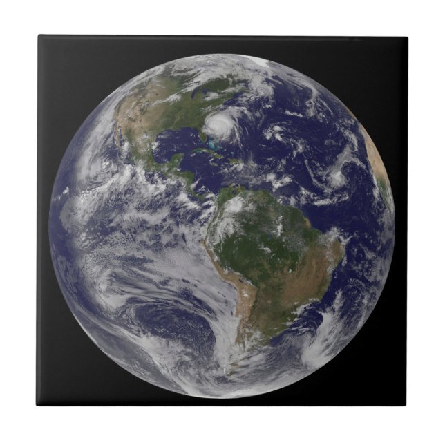Full Earth With Hurricane Irene On East Coast. Ceramic Tile (Front)