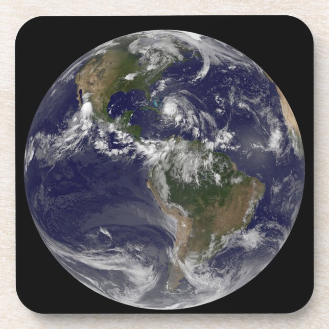 Full Earth With Hurricane Irene Over The Bahamas. Beverage Coaster (Front)