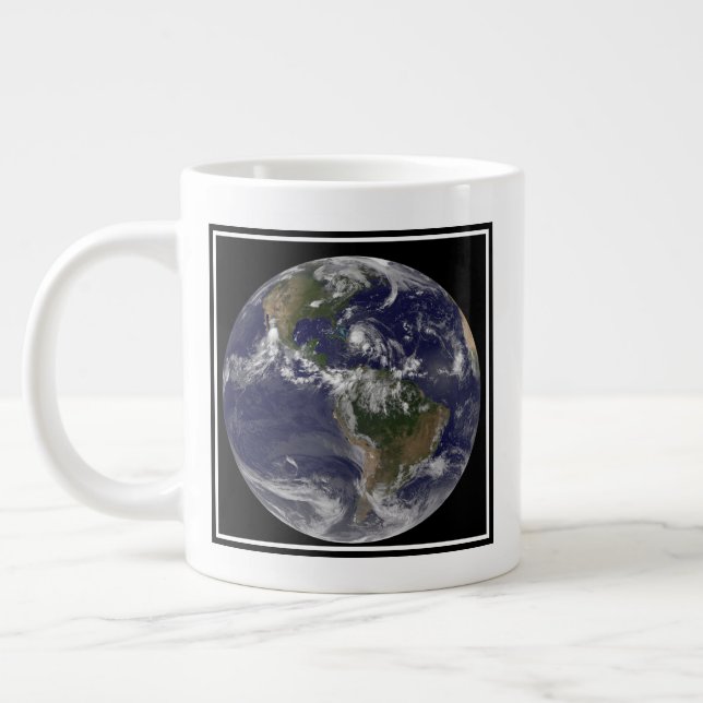Full Earth With Hurricane Irene Over The Bahamas. Giant Coffee Mug (Left)