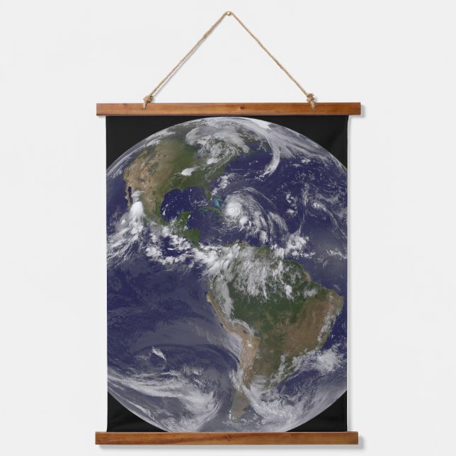 Full Earth With Hurricane Irene Over The Bahamas. Hanging Tapestry (Front)