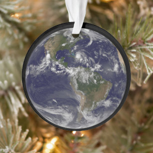 Full Earth With Hurricane Irene Over The Bahamas. Ornament