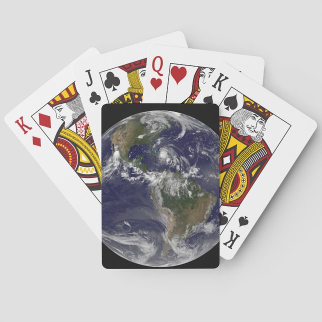 Full Earth With Hurricane Irene Over The Bahamas. Poker Cards (Back)