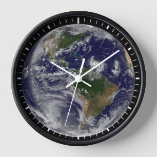Full Earth With Tropical Storms In The Atlantic Clock