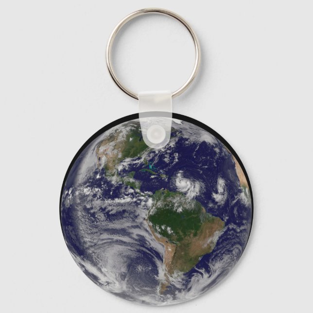 Full Earth With Tropical Storms In The Atlantic Keychain (Front)