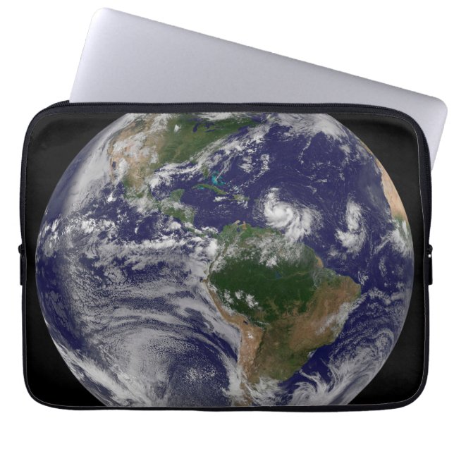 Full Earth With Tropical Storms In The Atlantic Laptop Sleeve (Front)
